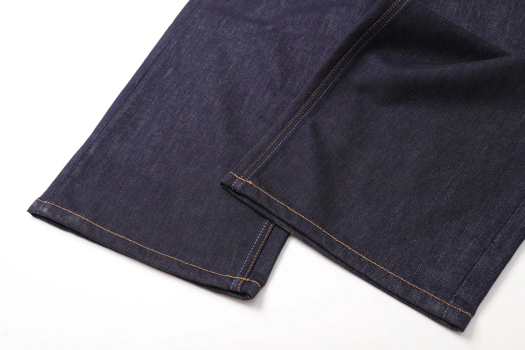 Men's Retro Lenzing Anti-fading A-line Straight Leg Casual Original Color Jeans Long Pants mid Waist Zipper Opening Loose Fit