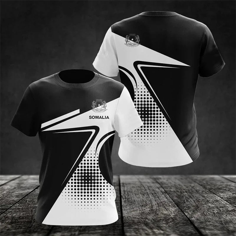 Somalia Flag Graphics T-shirts Summer Fashion Short Sleeve 3D National Emblem Printed T Shirts Casual Loose Streetwear Tees Tops