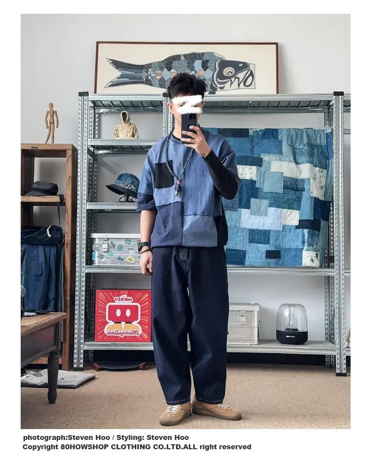 New Special Anti Fading Process Washed Original Cow Curved Knife Jeans Loose Casual Men's and Women's Pants Trendy