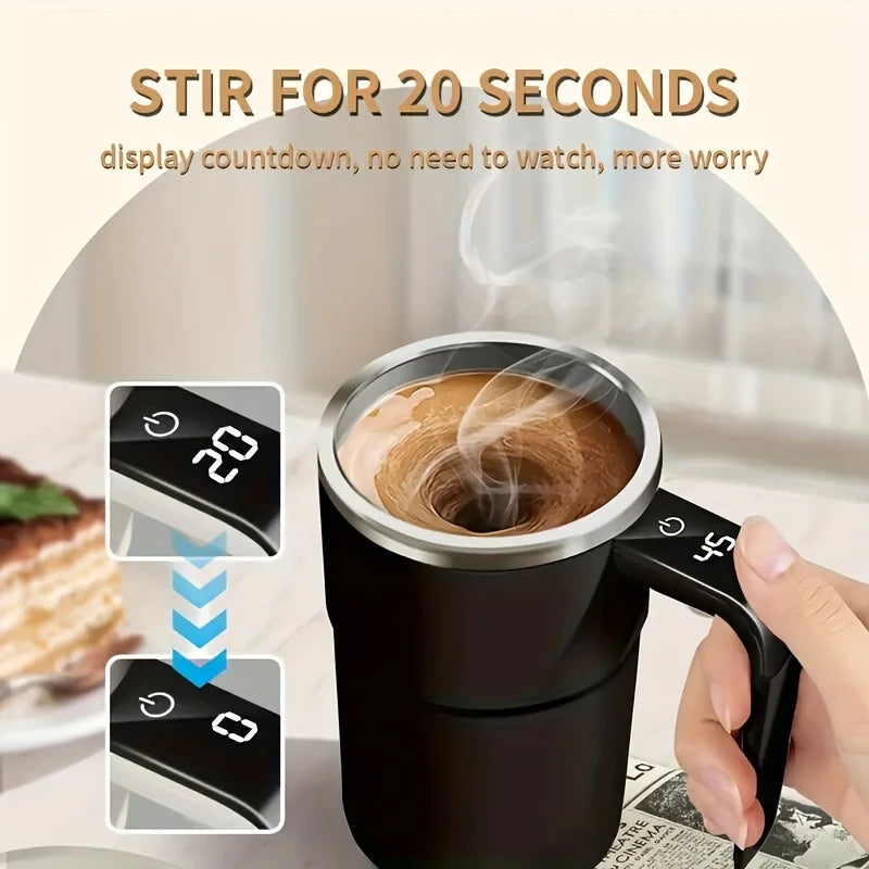 Temperature display automatic stirring cup, rechargeable magnetic automatic stirring coffee cup, portable travel water cup