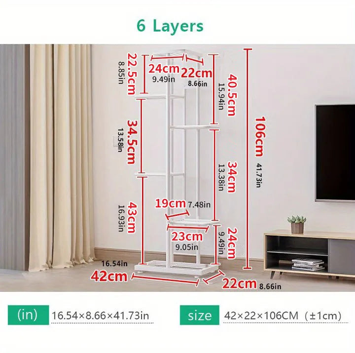 Cordlal Shining Stand For Flowers Iron 6/7/8Layers Plant Holder Storage Shelf Pot Rack Organizer Home Garden Decoration