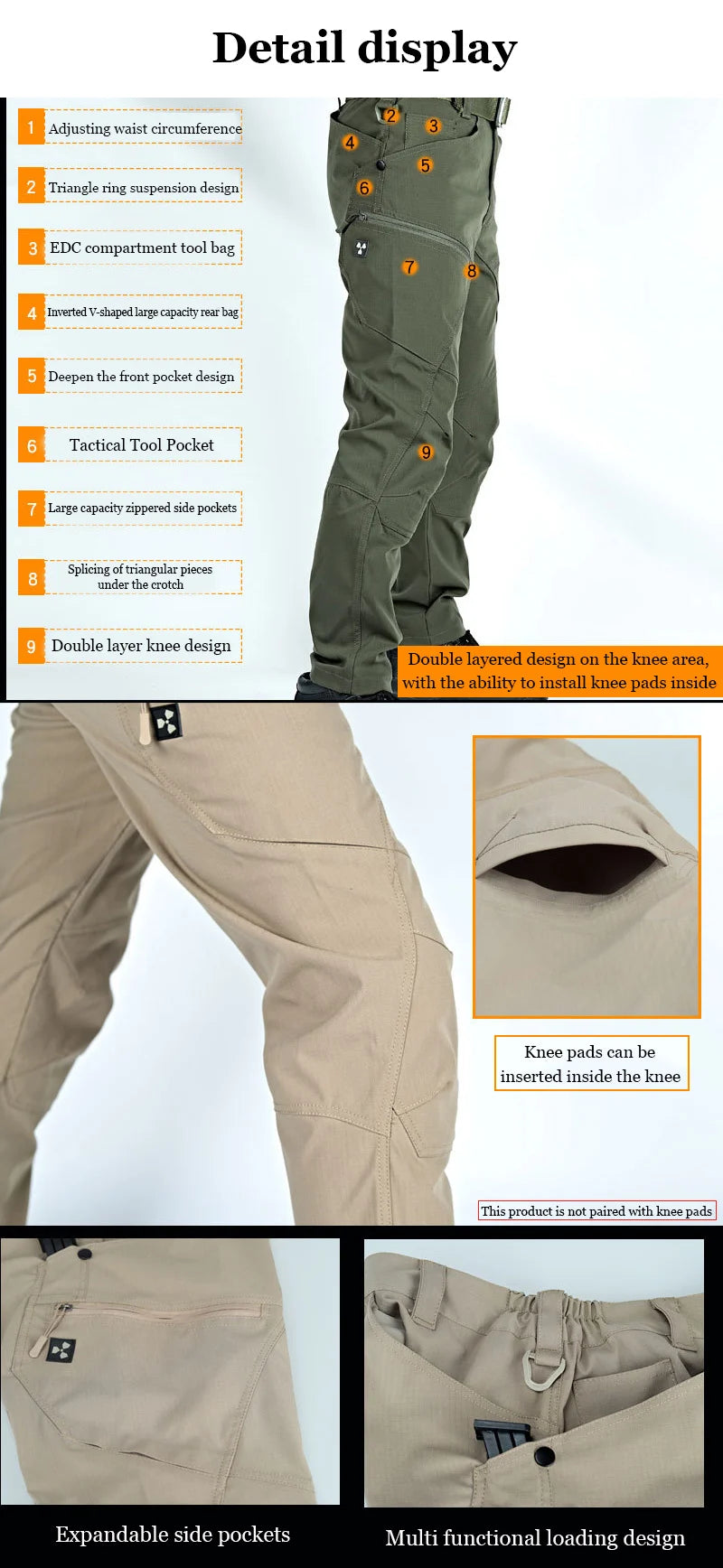 Men's Military Tactical Pants Casual Man Cargo Pants Multi-Pocket Wear Resistance Male Trousers Outdoor Hiking Joggers