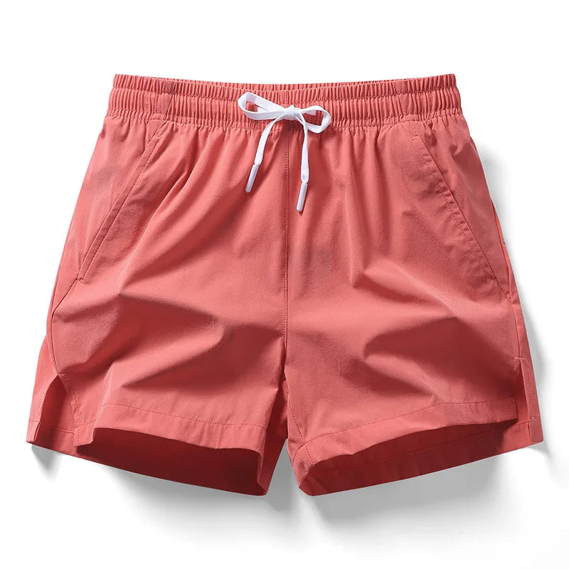 2026 new summer men's sports and casual shorts with pockets, basic pure color, lightweight, suitable for jogging and beach wear