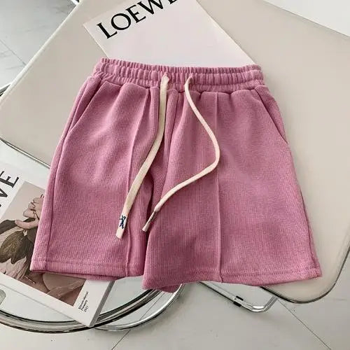 Summer Shorts Women Elasticity Lovely Girls Korean Style Sweet Students Harajuku Simple Pure Gray Oversize Trousers Female 2026