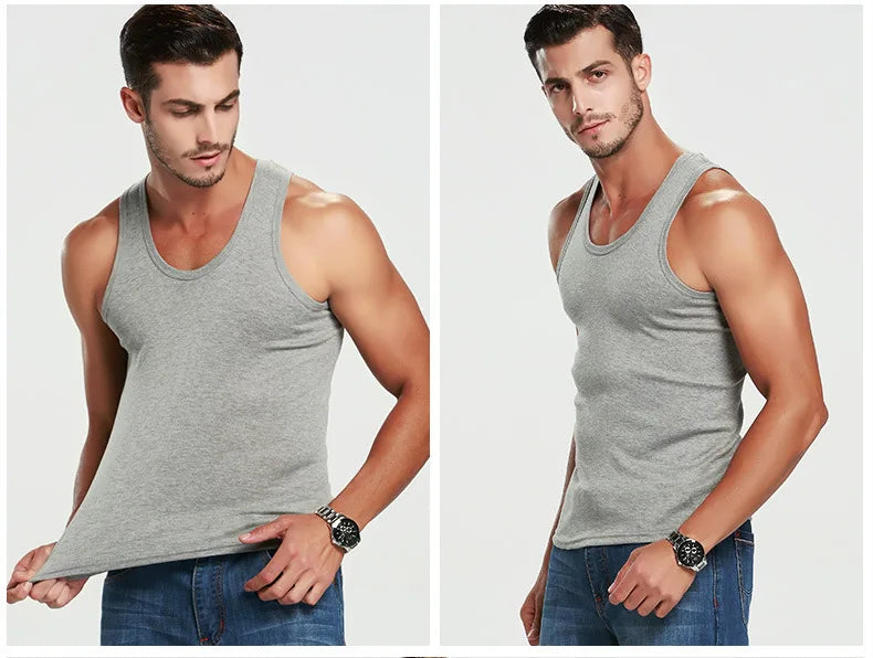 1 Pack Four Seasons Men's Cotton Joker Vest Teenagers Simple Fit Sports Fitness T-shirt Middle-aged Casual Sleeveless Shirt