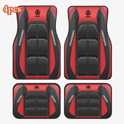 2D Flat 4-Piece Red Y-Shaped Car Carpet Set, Durable Polyester, Universal Fit for Sedans and SUVs, Perfect Gift for driver