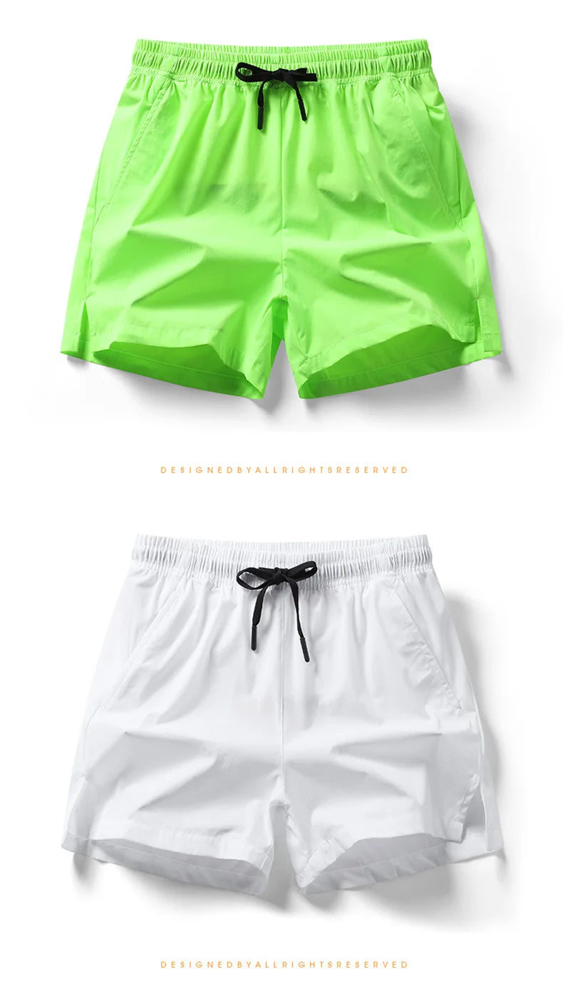 2026 new summer men's sports and casual shorts with pockets, basic pure color, lightweight, suitable for jogging and beach wear