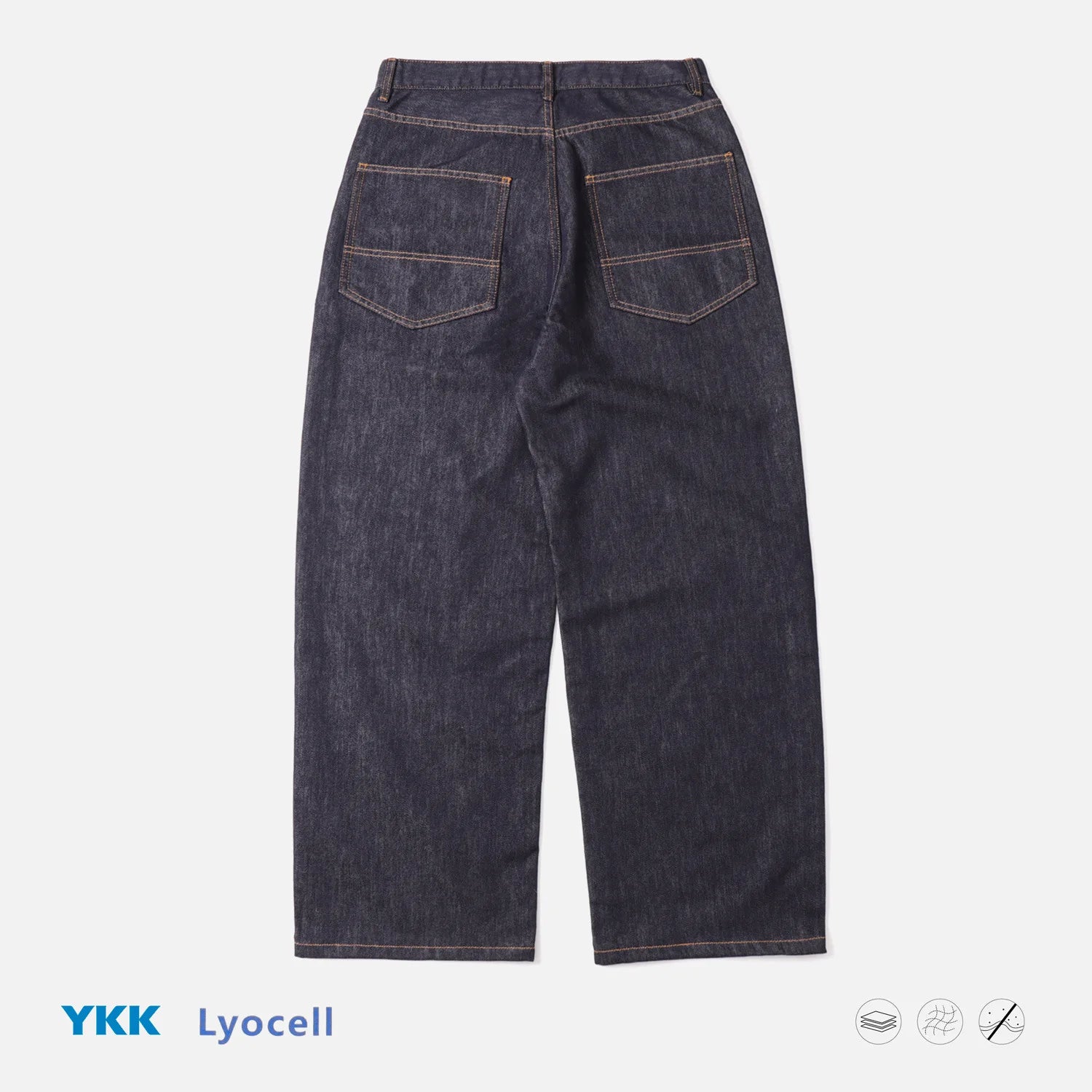 Men's Retro Lenzing Anti-fading A-line Straight Leg Casual Original Color Jeans Long Pants mid Waist Zipper Opening Loose Fit