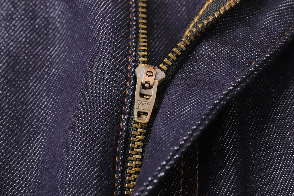 Men's Retro Lenzing Anti-fading A-line Straight Leg Casual Original Color Jeans Long Pants mid Waist Zipper Opening Loose Fit