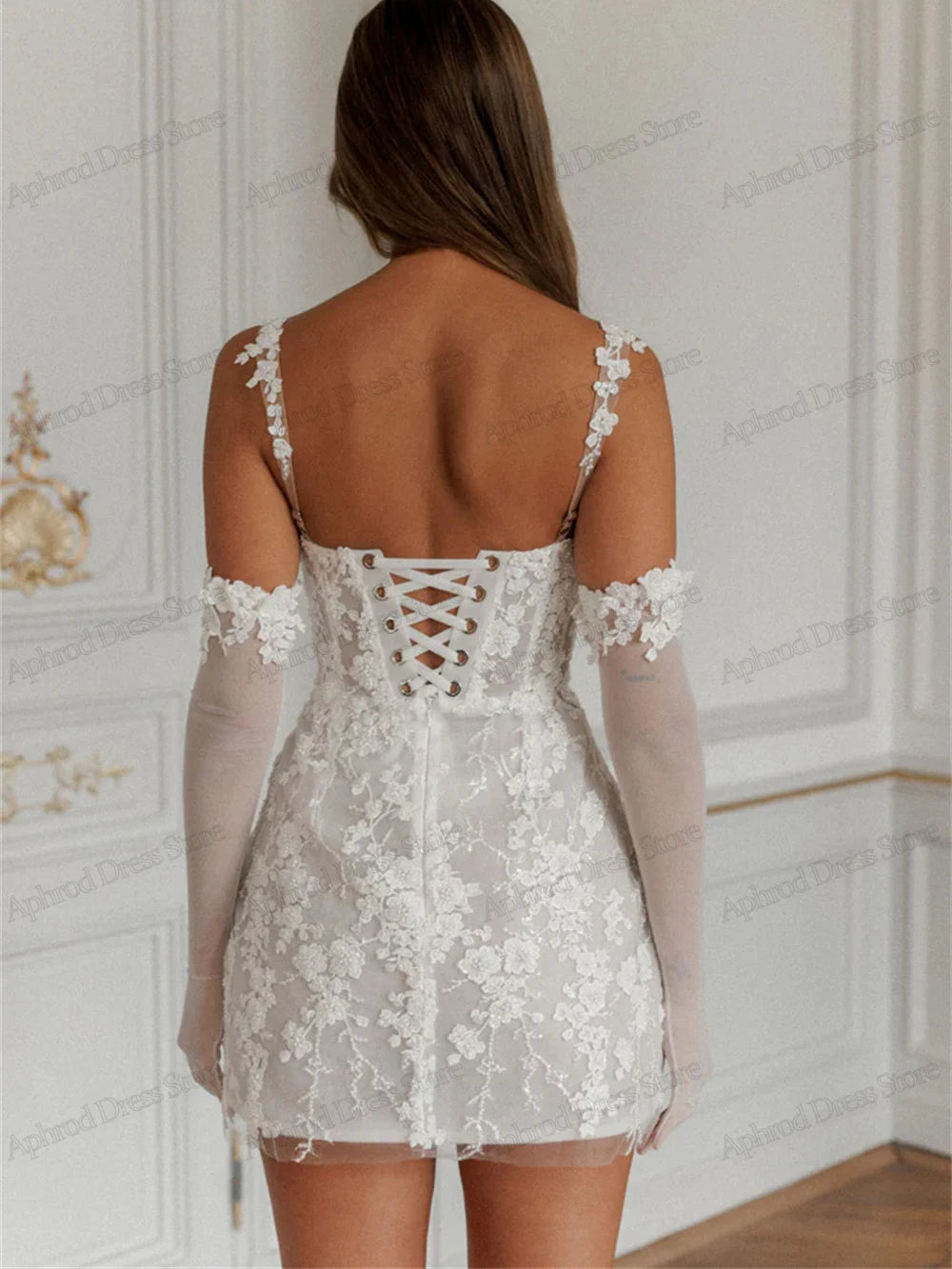 Gorgeous Wedding Dresses Vintage Bridal Gowns Lace Appliques Spaghetti Straps Robes Mini Dress Vestidos De Novia Customized 2025