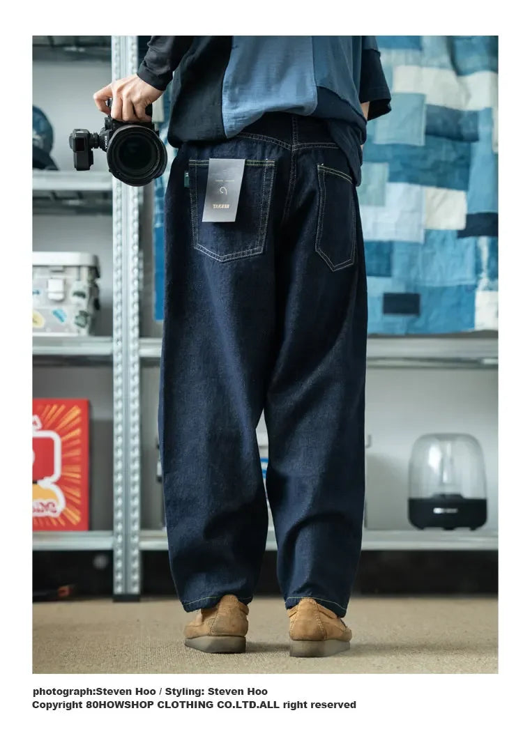 New Special Anti Fading Process Washed Original Cow Curved Knife Jeans Loose Casual Men's and Women's Pants Trendy
