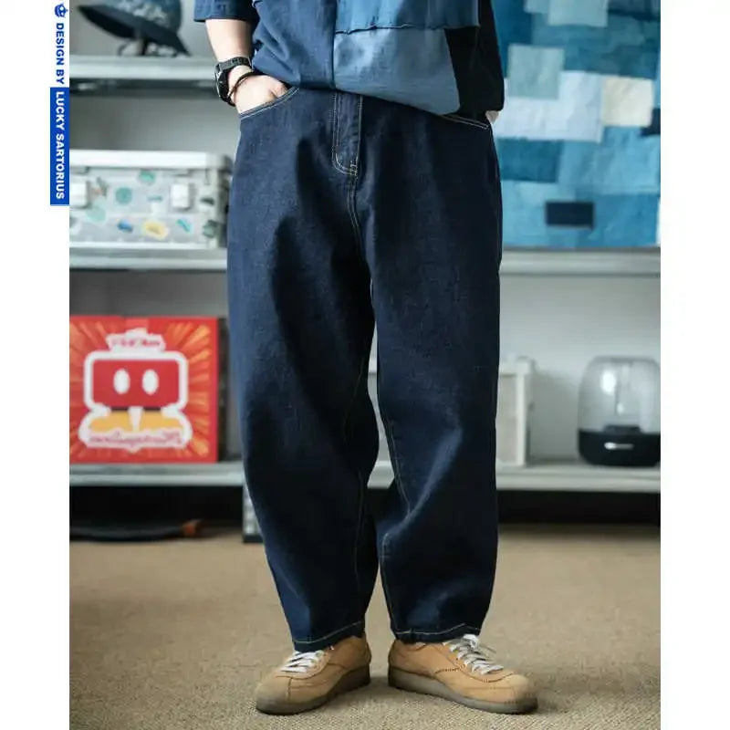 New Special Anti Fading Process Washed Original Cow Curved Knife Jeans Loose Casual Men's and Women's Pants Trendy