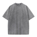 Men's summer pure cotton distressed retro drop shoulder T-shirt solid color loose casual breathable men's casual T-shirt tops