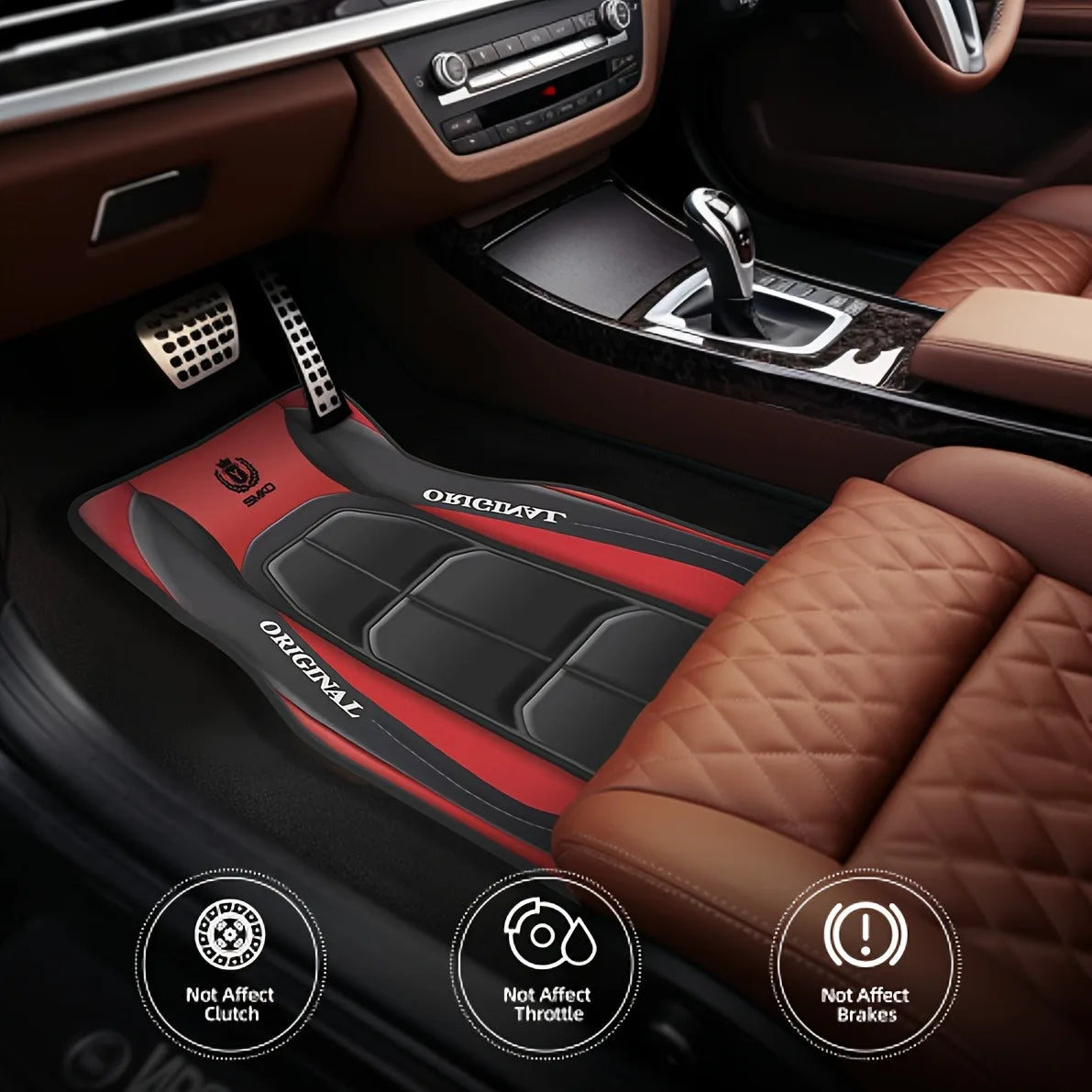2D Flat 4-Piece Red Y-Shaped Car Carpet Set, Durable Polyester, Universal Fit for Sedans and SUVs, Perfect Gift for driver