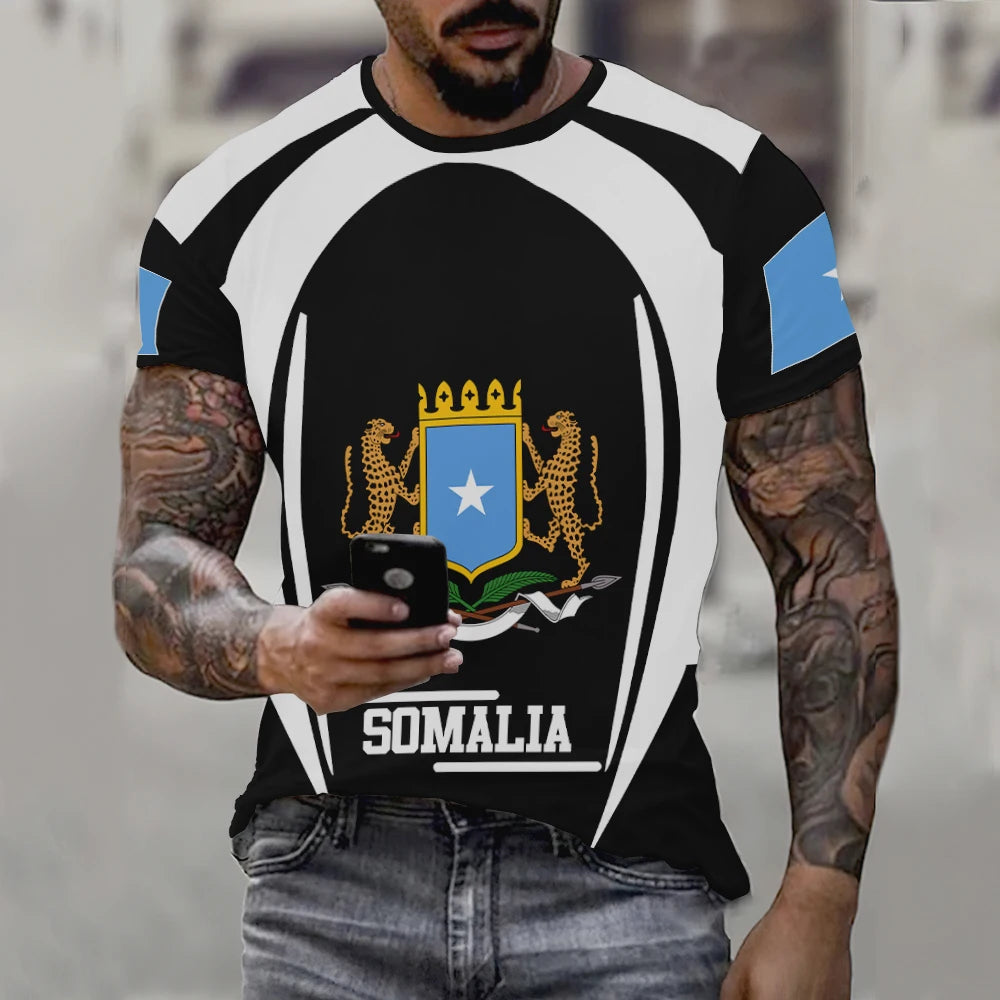 Somali Flag Graphic T Shirts Summer Soccer Sport Unisex Short S Sleeved T-shirt Casual Somalis Badge Baati Mens Designer Clothes