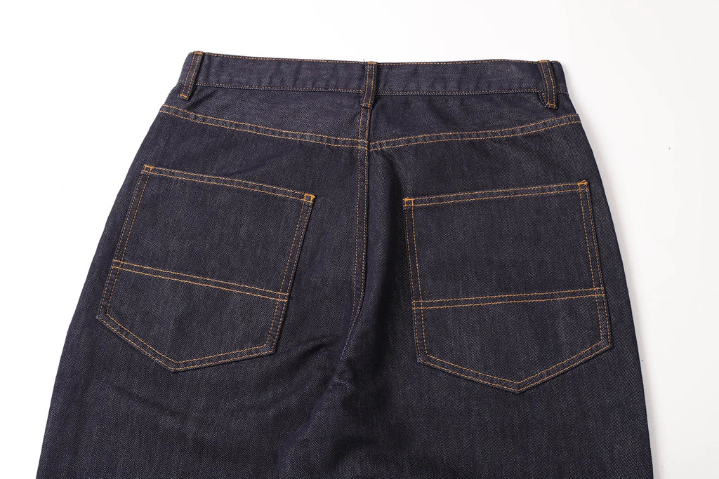 Men's Retro Lenzing Anti-fading A-line Straight Leg Casual Original Color Jeans Long Pants mid Waist Zipper Opening Loose Fit