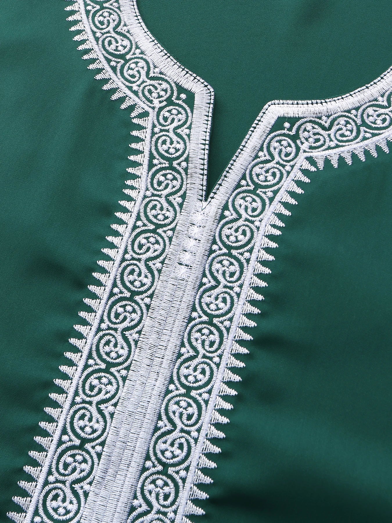 New Moroccan Green Arab Robe for Men Traditional Islamic Casual Clothing Embroidered Muslim Robe