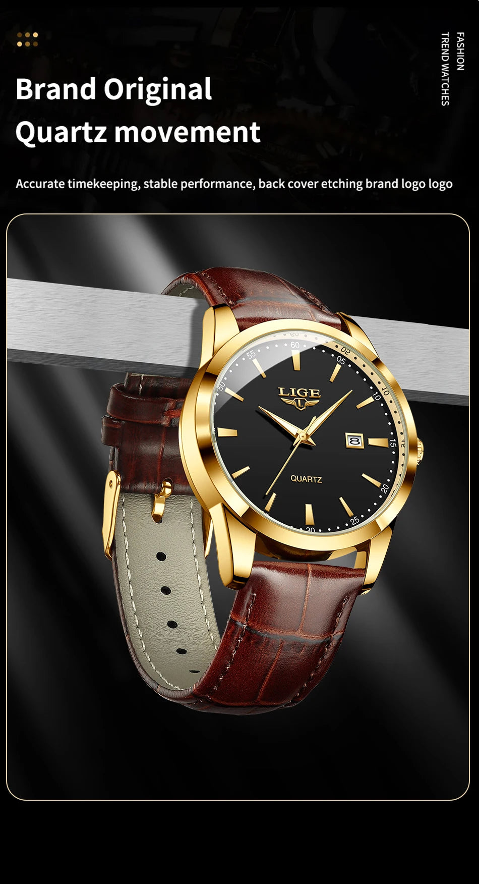 LIGE Mens Watches Top Brand Luxury Military Quartz Watch for Men Fashion Leather Waterproof Sports Chronograph Montre Homme+BOX