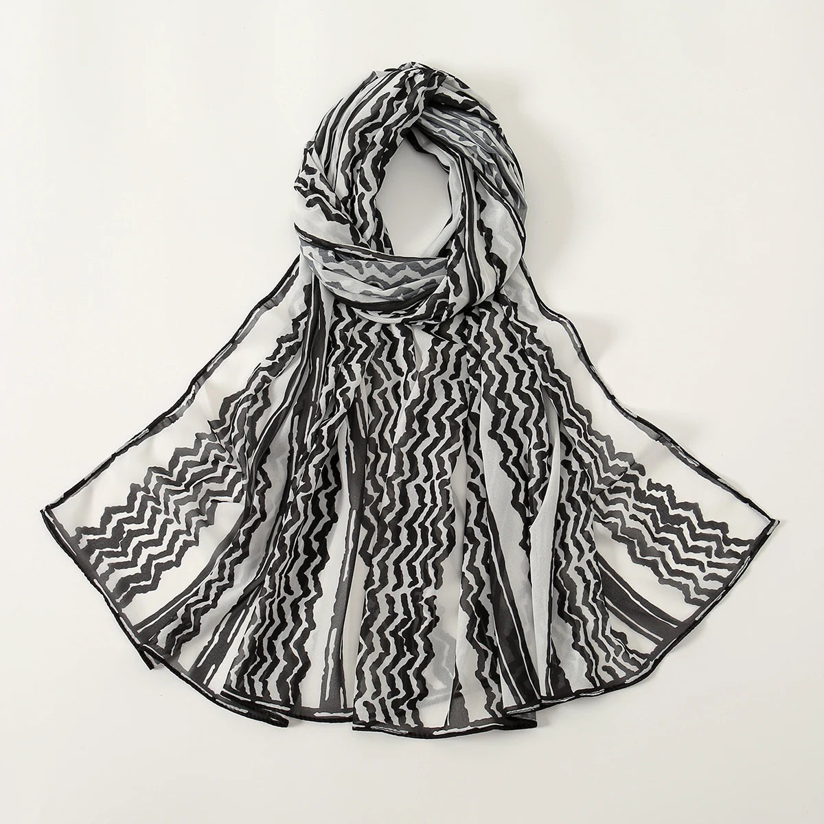 New Design Striped Keffiyeh Hijab Wave Printed Chiffon Scarf Women Islamic Muslim Scarves Shawl Echarpe Foulard Dubai Hijabs