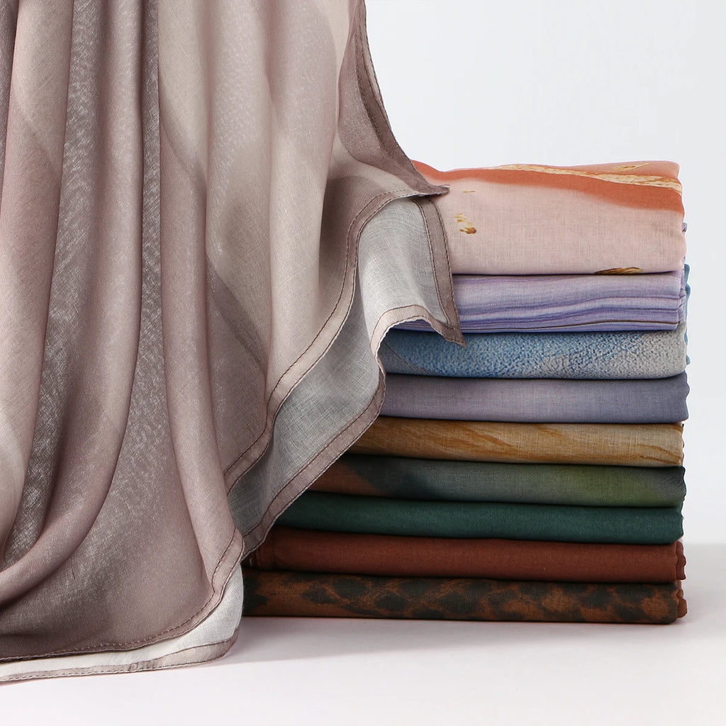 New Digital Printing Cotton Linen Hijab Scarf For Woman Muslim Hijabs Fashion Long Wraps Shawl Islam Turban Headscarf Ramadan