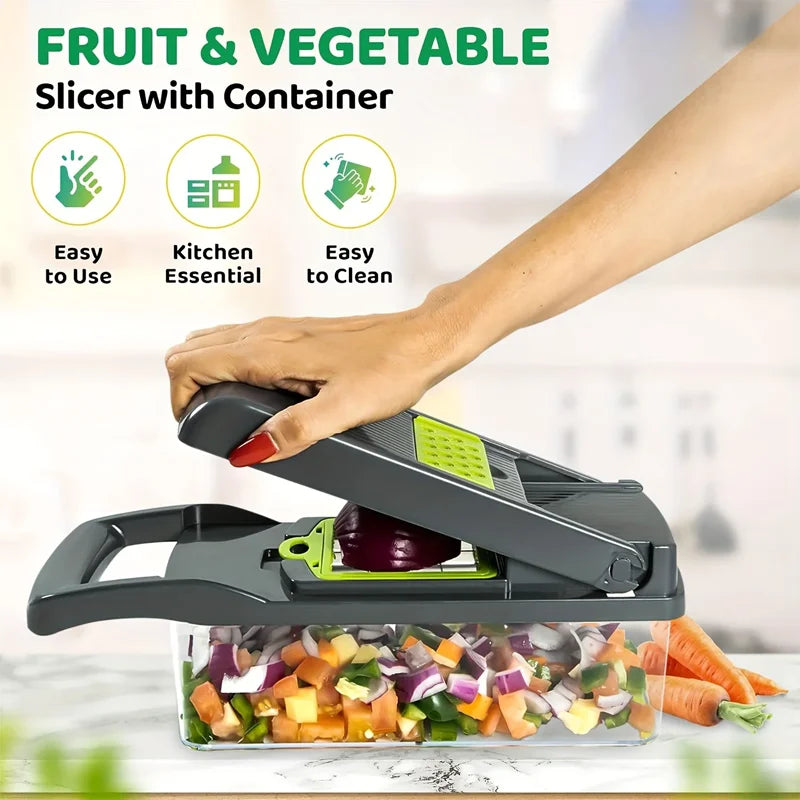 Household Multi-function Chopper Slicing Shredding And Dicing Fast Chopper 14/16-Piece Set Chopper Is Suitable For The Kitchen