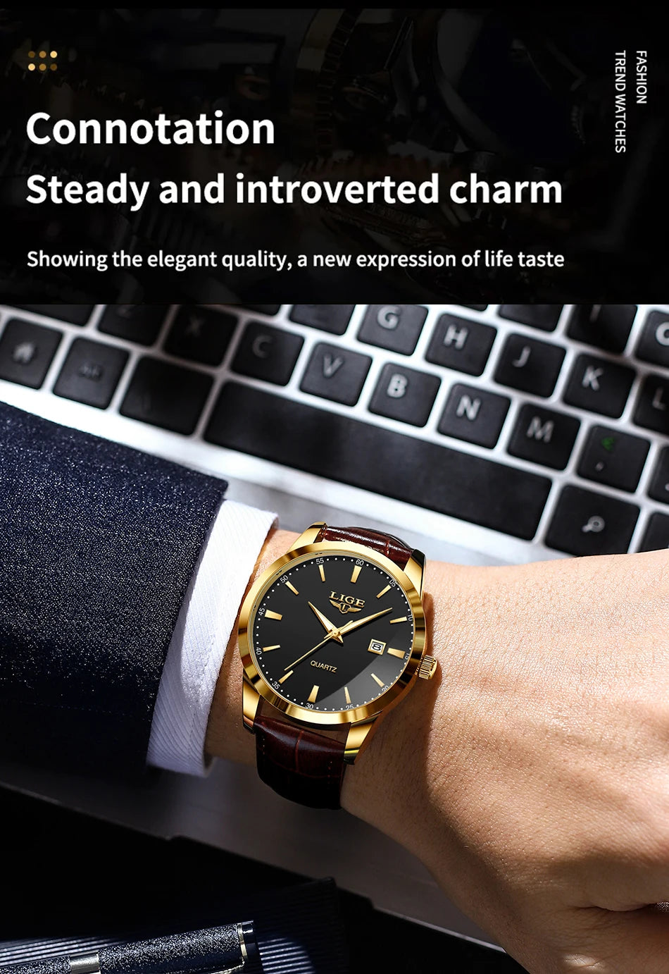 LIGE Mens Watches Top Brand Luxury Military Quartz Watch for Men Fashion Leather Waterproof Sports Chronograph Montre Homme+BOX